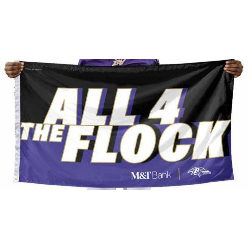 M&T Bank & Baltimore Ravens Fan Giveaway Flag 3'x5' All 4 The Flock Fly Em High